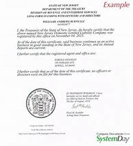 Image result for Certificate of Good Standing Jersey