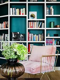 Image result for Bookshelves with Painted Backs