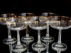 Image result for Champagne Glasses with Gold Rim