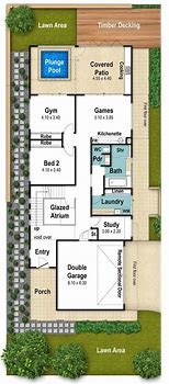 Image result for Narrow Lot House Plans with Courtyard