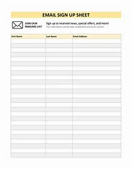 Image result for Email Sign Up List Template