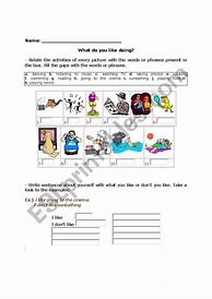 Image result for What Do You Like Doing Worksheet