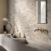 Image result for Stone-Clad Effect Bathroom Wall