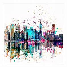 Manhattan Skyline van Andrea Haase als poster, canvas print en meer | Posterlounge.nl