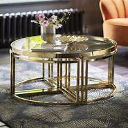 Image result for Natural Wood Coffee Table with Gold