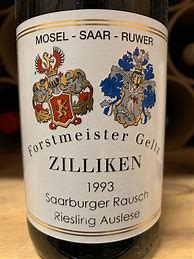 Image result for Zilliken Forstmeister Geltz Saarburger Rausch Riesling Auslese Goldkapsel Auction