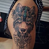 Image result for Wolf Hip Tattoo