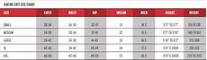 Sizing Chart Simpson Auto Racing Suits