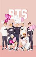 Image result for BTS Group Photo Pink Aesthetic