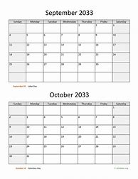 Image result for October 2033 Calendar