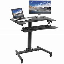 Image result for rolling laptop desks with monitors stands