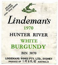 Image result for Lindeman's Hunter River Burgundy Bin 1970