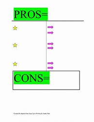 Image result for Pros and Cons Sheet
