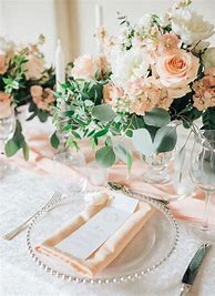 Image result for Peach and White Wedding Deco