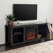 Image result for Black Fireplace TV Stand with Sound Bar