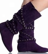 Image result for Purple Suede Flat Boots