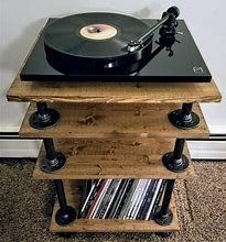 Image result for Farmhouse-Style Record Player Stand with Album Storage
