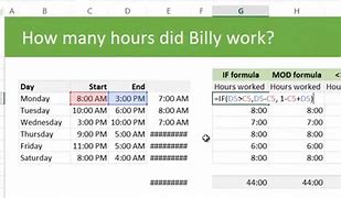 Image result for Excel Hours Worked Formula