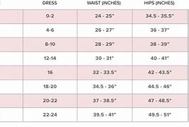 Image result for Waist Inches Size Chart