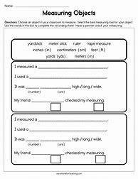 Image result for Measuring Objects Worksheet