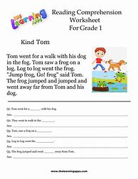 Image result for Reading Comprehension Worksheets Grade 1