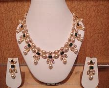 Image result for Gold Pearl Necklace Set