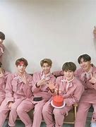 Image result for BTS Group Photo Pink Aesthetic