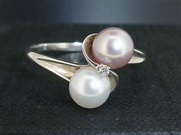 Image result for Pearl and 2 Diamond Ring