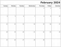 Image result for Free Printable Blank February Calendar