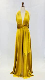 Image result for Long Sleeve Formal Mustard Yellow Velvet Dress