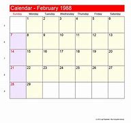 Image result for February 1988 Calendar