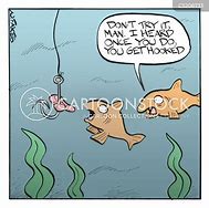 Image result for Hooked Fish Cartoon