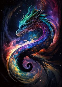 'Ethereal Cosmic Dragon' Poster, picture, metal print, paint by Echelon IMG | Displate