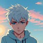 Image result for Boy with White Hair and Blue Eyes Anime Crying
