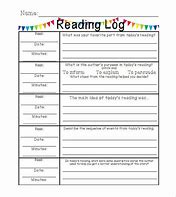 Image result for 8th Grade Reading Log Template