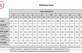 Image result for Size Chart for Kids in Inches