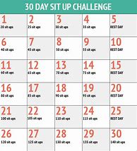 Image result for 30-Day Sit Up Challenge Calendar