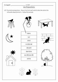 Image result for French Preposition Worksheet for Grade 11