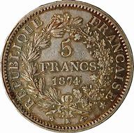 Image result for 5 Francs 1874