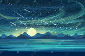 Image result for Shooting Night Sky with Moon and Stars