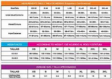 Size Chart Slim Waist Fit