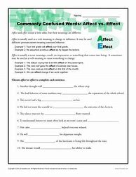 Image result for Practice On Affect VA Effect Worksheets