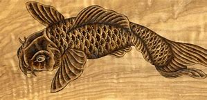 Image result for Wood-Burning Art of a Koi Fish