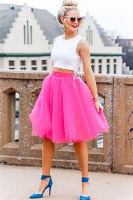 Image result for Hot Pink Tulle Midi Skirt