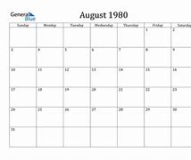 Image result for Aug 1980 Calendar