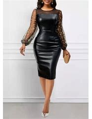 Image result for Black Faux Leather Mini Dress