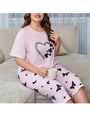 Image result for Short Sleeve Capri Pajama Sets