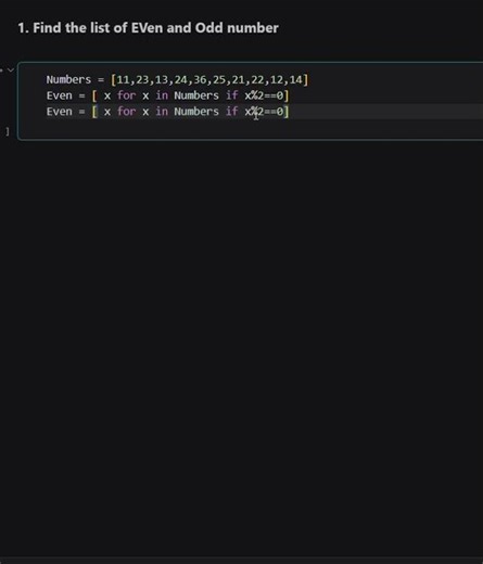 Find Even and Odd Numbers in Python 🔥 | List Comprehension #python #shorts