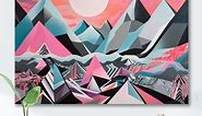 Designart "Pink Sharp Mountains" Landscape Modern Canvas Art Print - Bed Bath & Beyond - 38036959