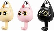 TalkiiWith Creative Adhesive Coat Hooks，3Pcs Wink Cat Hooks for Hanging Towels, Hats,Coat,Cloth Bags, Belts, Key, for Wall Hanging（Black+Pink+Yellow）